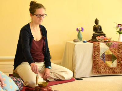 Meditation at The Barn at The Sharpham Trust mindfulness retreat centre