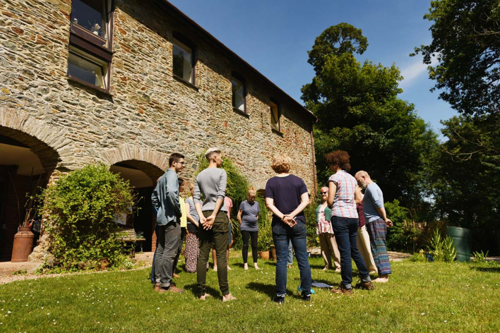Retreatants outside The Barn retreat centre